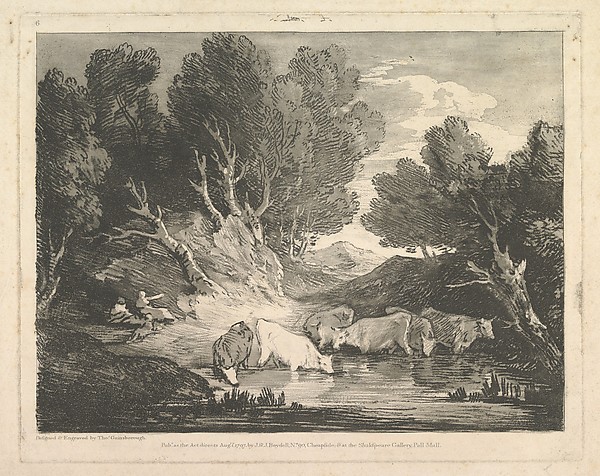 Thomas Gainsborough, Wooded Landscape with Figures and Cows at a Watering Place (The Watering Place)