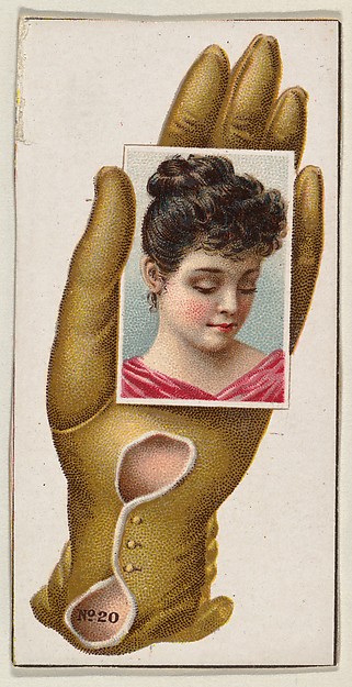 Allen & Ginter, Card Number 20, cut-out from banner advertising the Opera Gloves series (G29) for Allen & Ginter Cigarettes