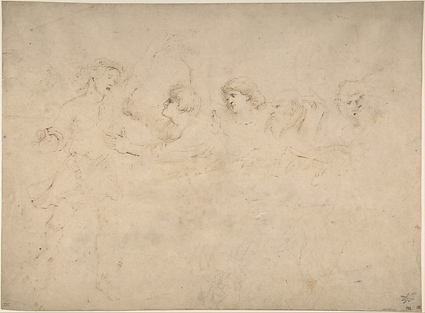 Peter Paul Rubens, Alcibiades Interrupting the Symposium (recto); Sketches of the Baptism of Christ and of a Man (verso)