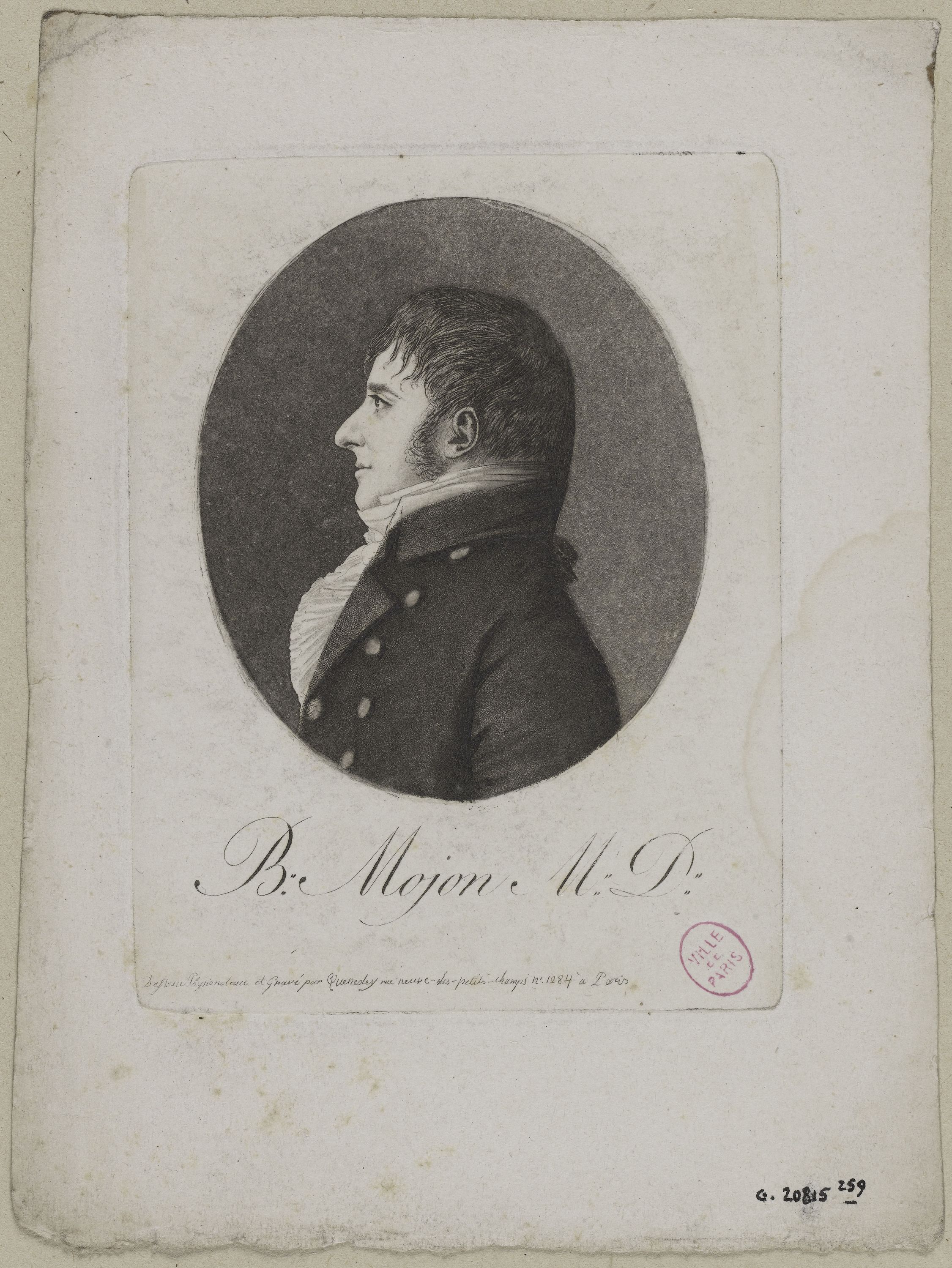 Edmé Quenedey, Portrait de Monsieur B: Mojon (M.D.)