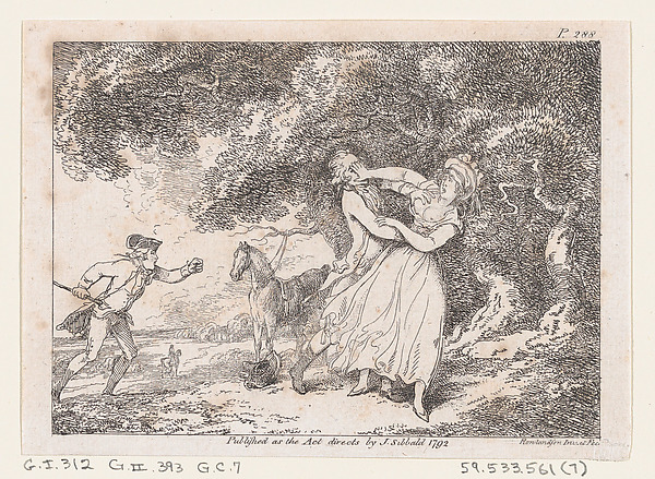 Thomas Rowlandson, Joseph Hastens to Rescue Fanny from Imminent Danger, from "The Adventures of Joseph Andrews, and his friend Mr. Abraham Adams"