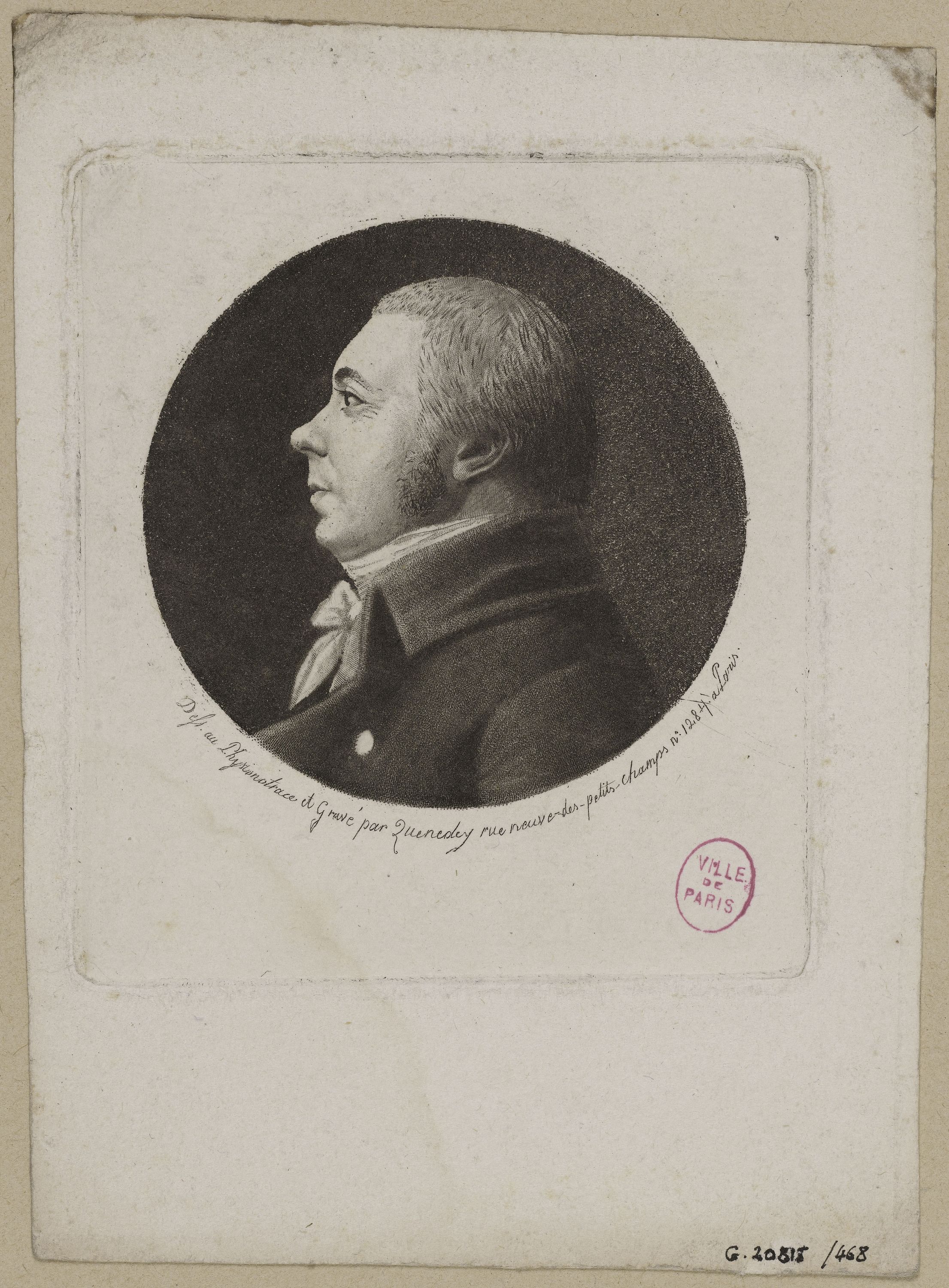Edmé Quenedey, Portrait d'un homme, fin XVIIIème siècle/début XIXème siècle