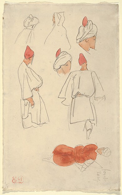 Eugène Delacroix, Seven Studies of Moroccan Men's Costume