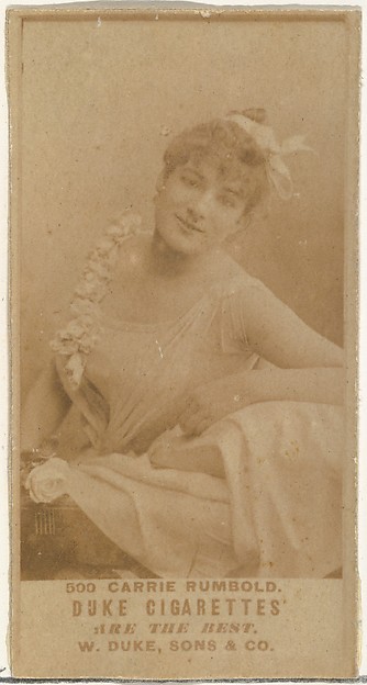 W. Duke, Sons & Co., Card Number 500, Carrie Rumbold, from the Actors and Actresses series (N145-7) issued by Duke Sons & Co. to promote Duke Cigarettes