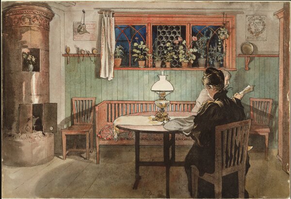 Carl Larsson, När barnen lagt sig. Ur Ett hem (26 akvareller)