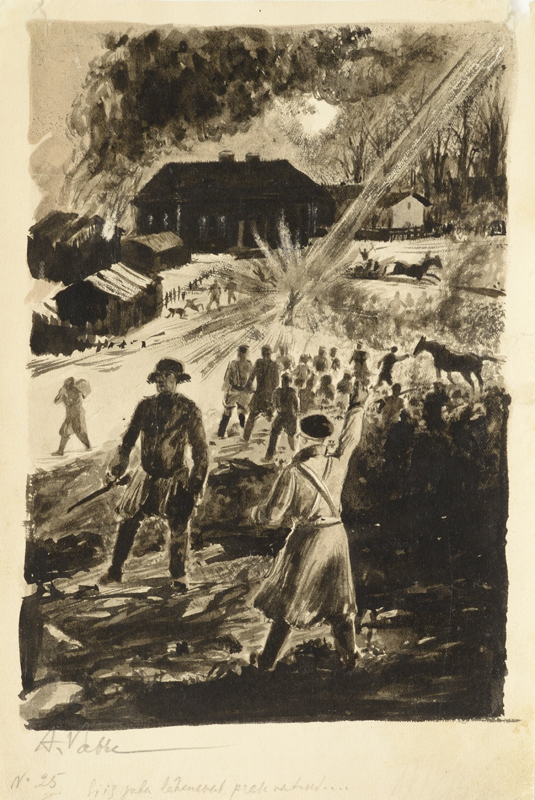 Ado (autor) Vabbe, Illustratsioon "Lahing" H. Visnapuu "Saatana vari"