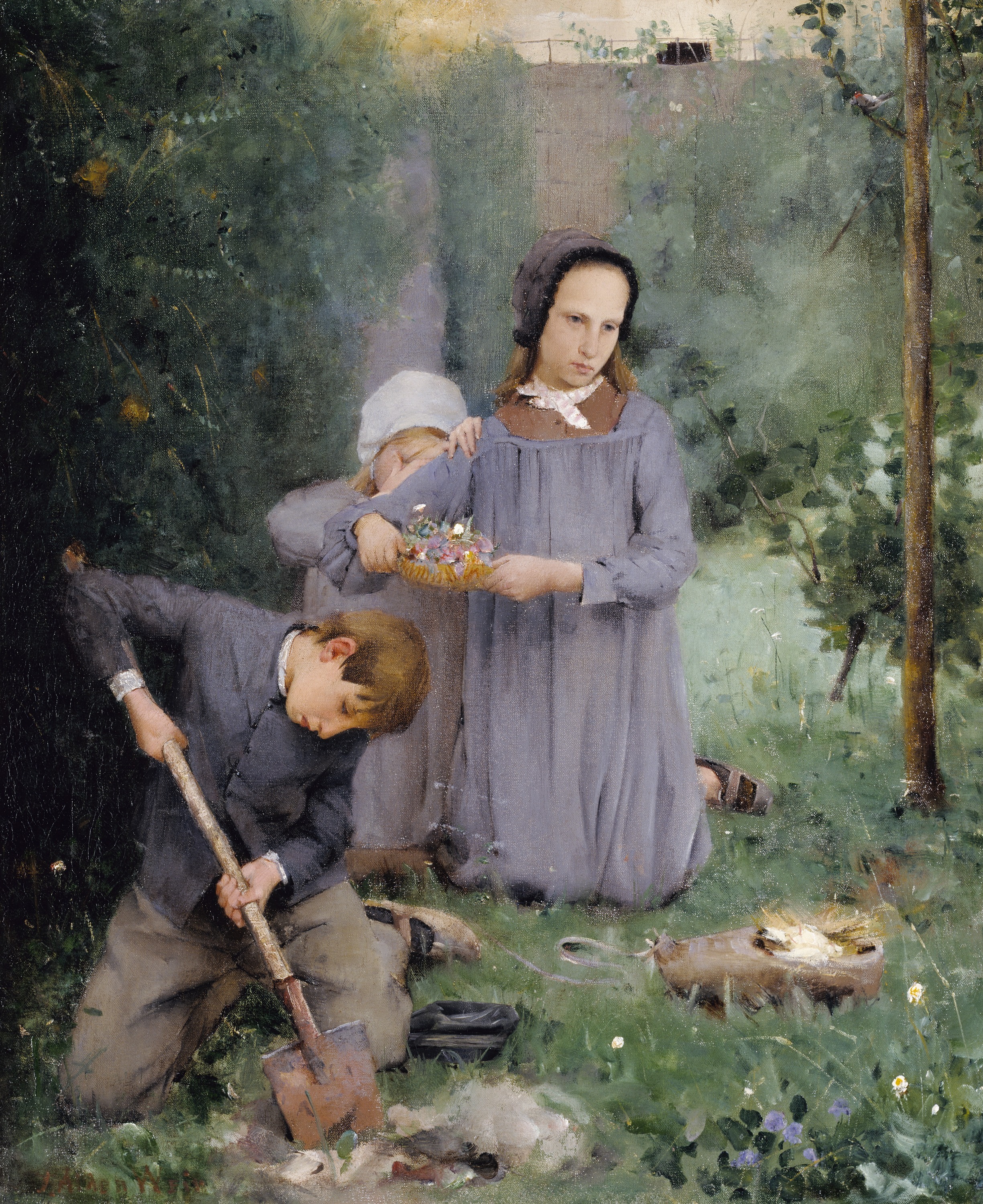 J. Alden Weir, Children Burying a Bird