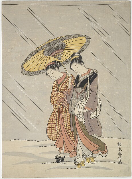 Suzuki Harunobu, Two Women in a Storm