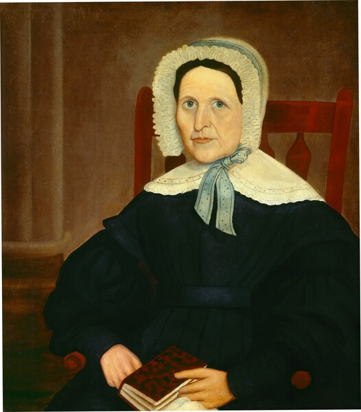 American 19th Century, Woman in Red Arrowback Chair