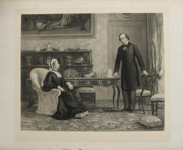 Unknown, Disraeli in audience with Queen Victoria