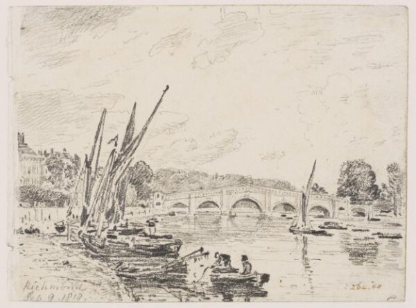 Constable, John (RA), Richmond Bridge with barges in the Thames