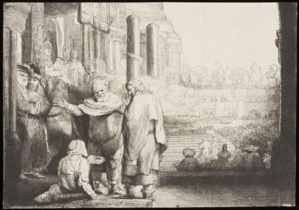 Rembrandt van Rijn, Peter and John healing the cripple at the gate of the Temple