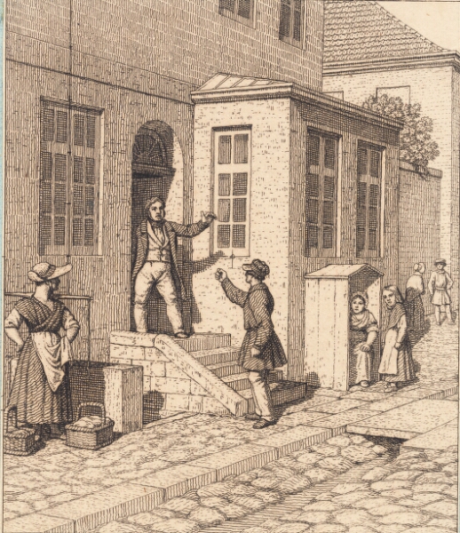 C.W. Eckersberg, En gadescene. Illustration til "Linearperspectiven", Tavle VII