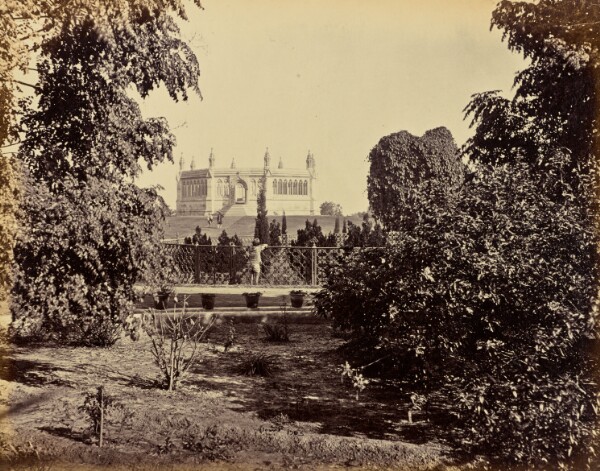 Samuel Bourne, Cawnpore; The Memorial Well, Seen through Trees from the South