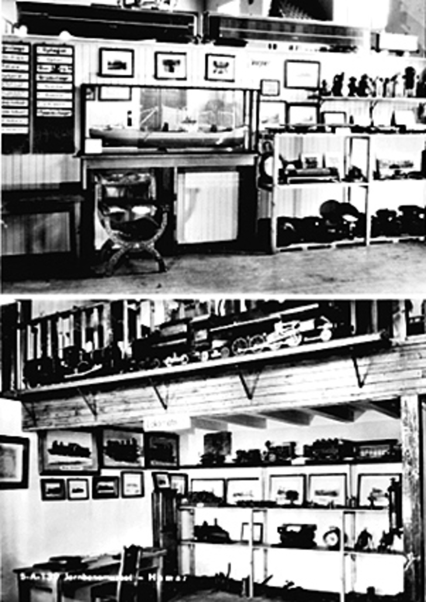 Anno Domkirkeodden, 2-DELTPROSPEKTKORT FRA JERNBANEMUSEET PÅ DISEN, LOKOMOTIVMODELLER, VOGNSKILT, LYKTER, SKIBSMODELLER.