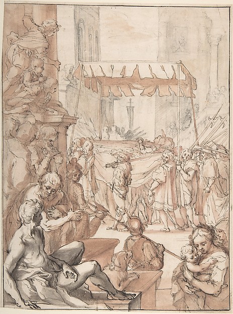 Anonymous, French, 18th century, The Body of Saint Catherine of Siena carried in Procession, after Francesco Vanni