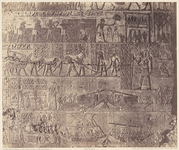 Félix Teynard, El-Kab (Éléthya), Architecture Hypogéenne - Tombeau de Phapé - Sculptures Pientes