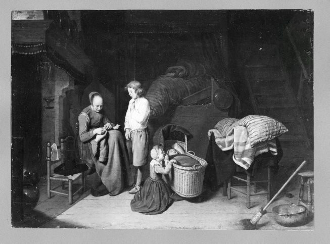 Quirijn van Brekelenkam, interior with mother and children