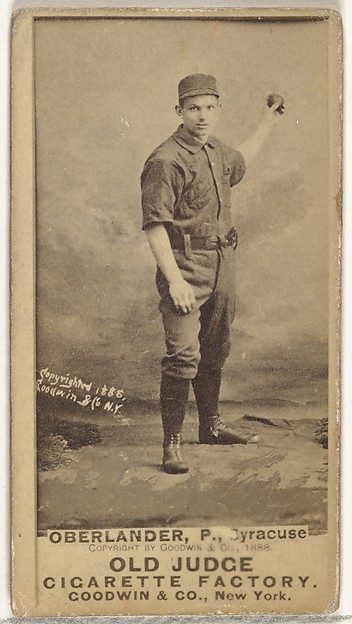 Goodwin & Company, Hartman Louis "Doc" Oberlander, Pitcher, Syracuse, from the Old Judge series (N172) for Old Judge Cigarettes