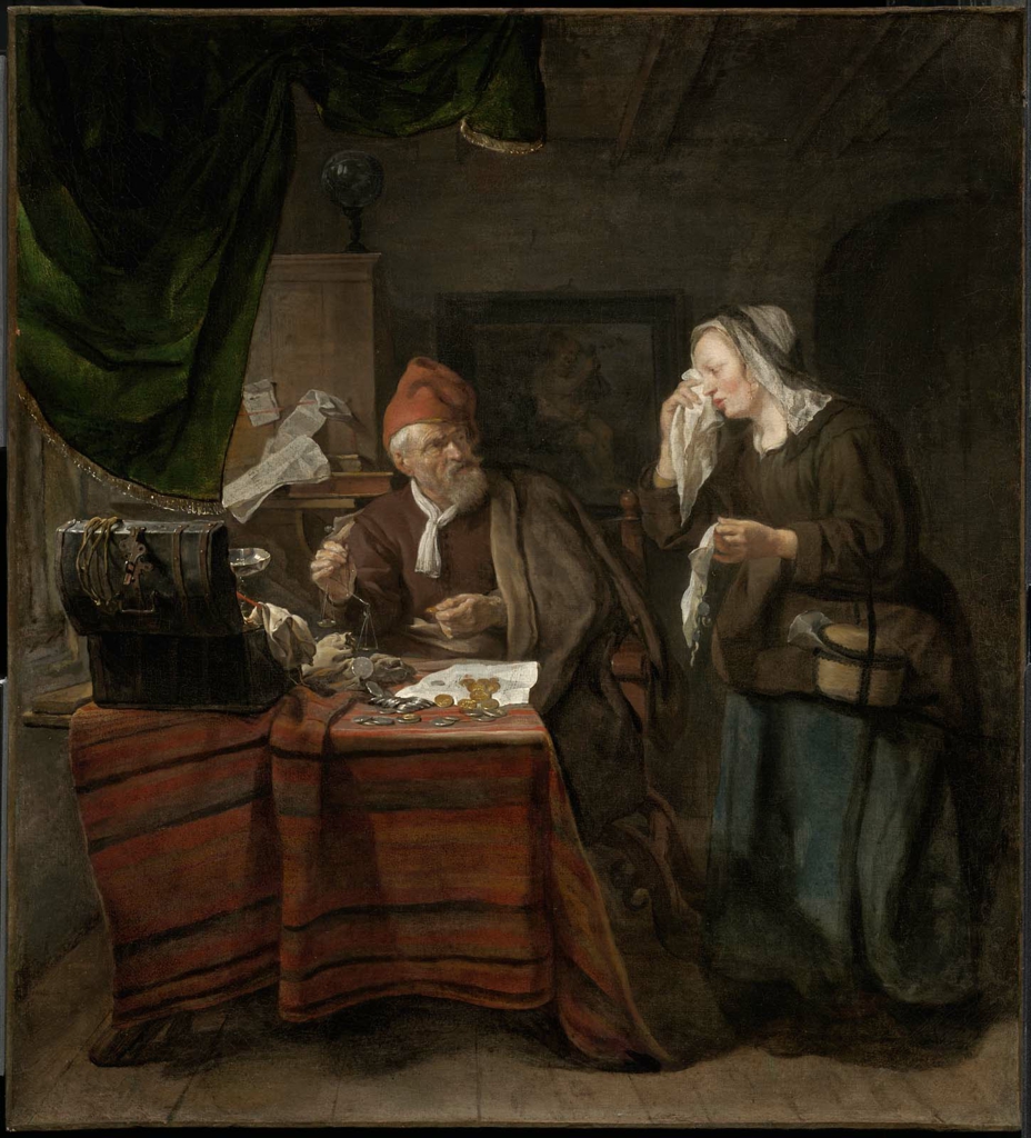 Gabriel Metsu, Usurer with a Tearful Woman
