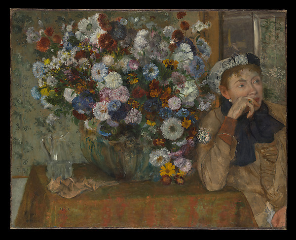Edgar Degas, A Woman Seated beside a Vase of Flowers (Madame Paul Valpinçon?)
