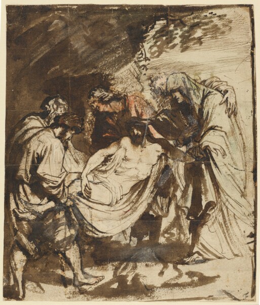 Anthony van Dyck, The Entombment (recto); Partial Study of the Entombment (verso)