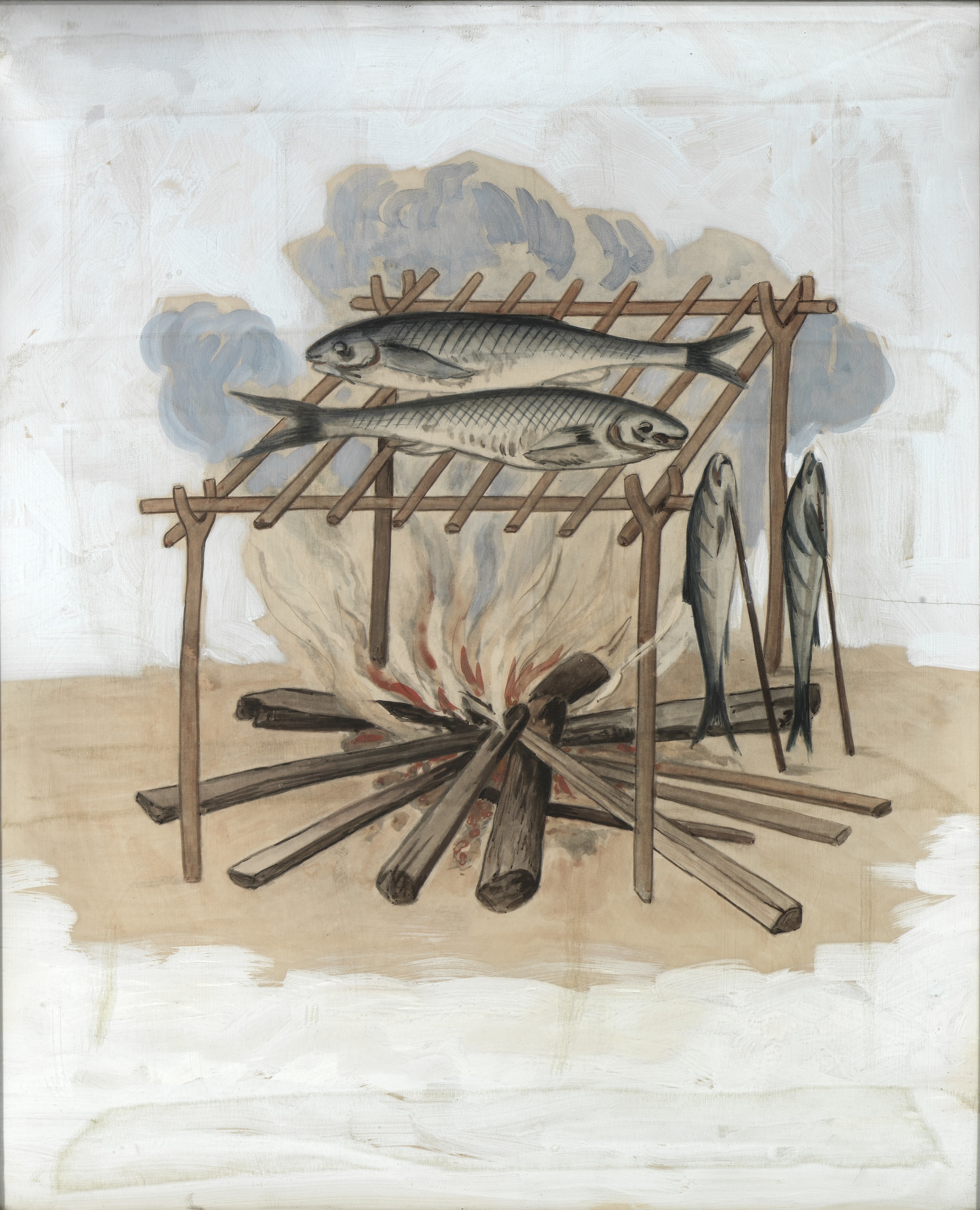 Spencer Nichols, The Broyling of Their Fish over the Flame of Fier