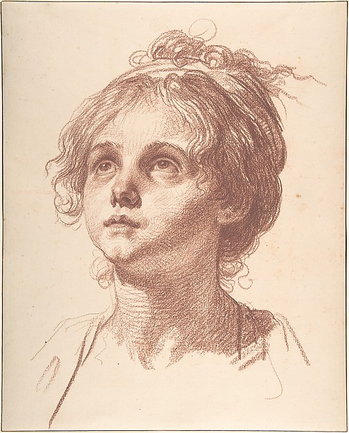 Jean-Baptiste Greuze, Head of a Girl Looking Up