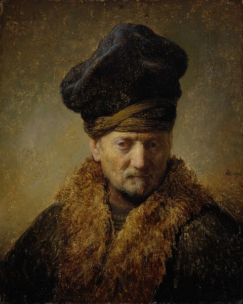 Rembrandt, Bust of an Old Man Wearing a Fur Cap