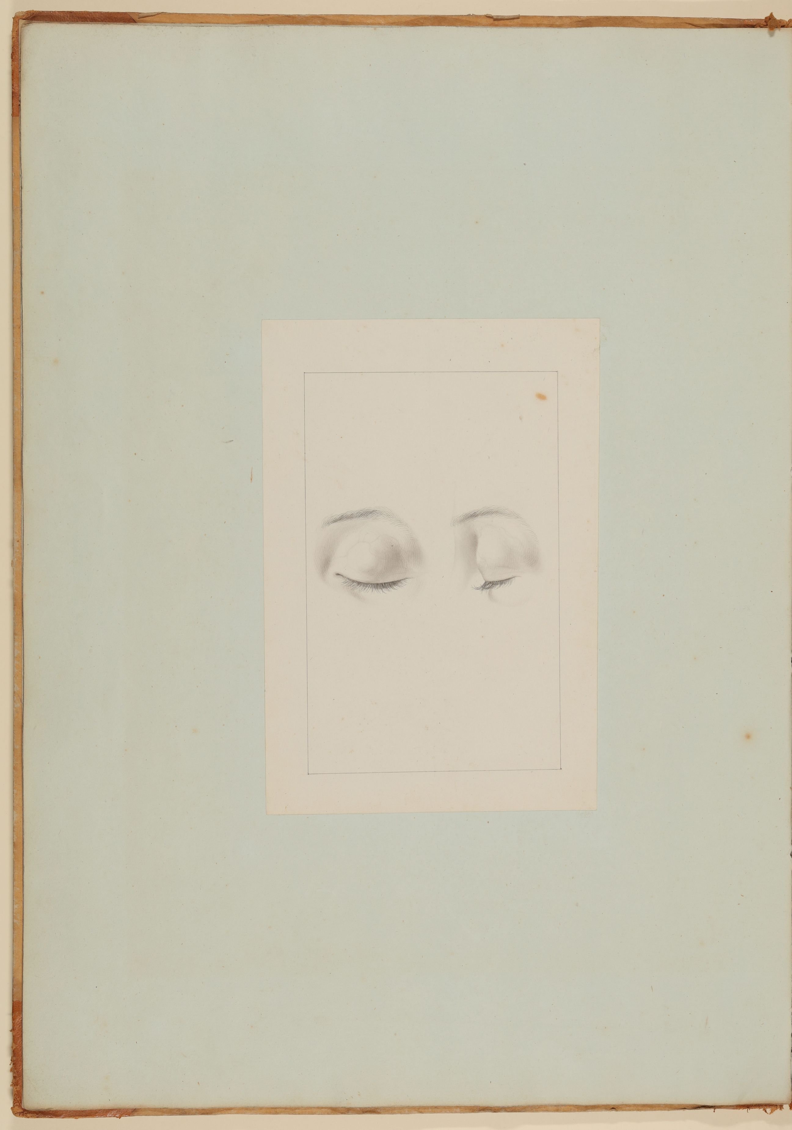 Christian Koeck, Linkes Auge einer schlafenden, fünfundzwanzig-jährigen Frau [Vorzeichnung zu Samuel Thomas Soemmerring, Abbildungen des menschlichen Auges, Frankfurt am Main 1801, Tafel I ("schattierte" Darstellung), Fig. 9 und Fig. 10]