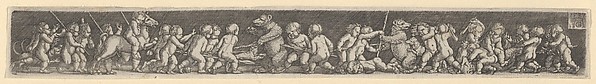 Heinrich Aldegrever, Frieze with Children Fighting Bears