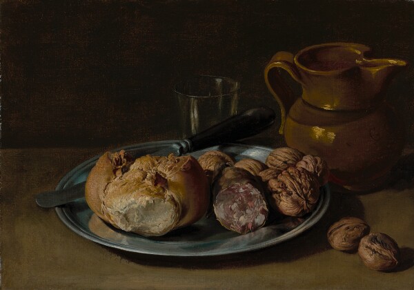 Giacomo Ceruti, Still Life with Bread, Salami, and Nuts