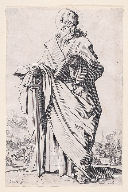 Jacques Callot, St. Paul, from "Les Grands Apôtres Debout, Représentant Le Sauveur, La Bienheureuse Marie et Les Saints Apôtres" (The Large Standing Apostles, Representing The Savior, The Blessed Mary and The Apostles)