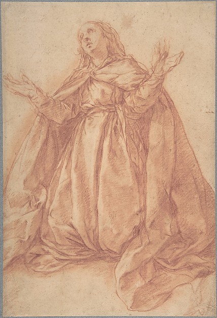 Abraham Bloemaert, Kneeling Female Figure with Upraised Arms