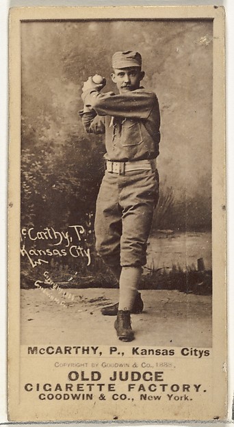 Goodwin & Company, John A. McCarty, Pitcher, Kansas City Cowboys, from the Old Judge series (N172) for Old Judge Cigarettes