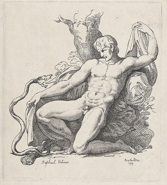 Thomas Rowlandson, Serpent Attacking a Naked Man