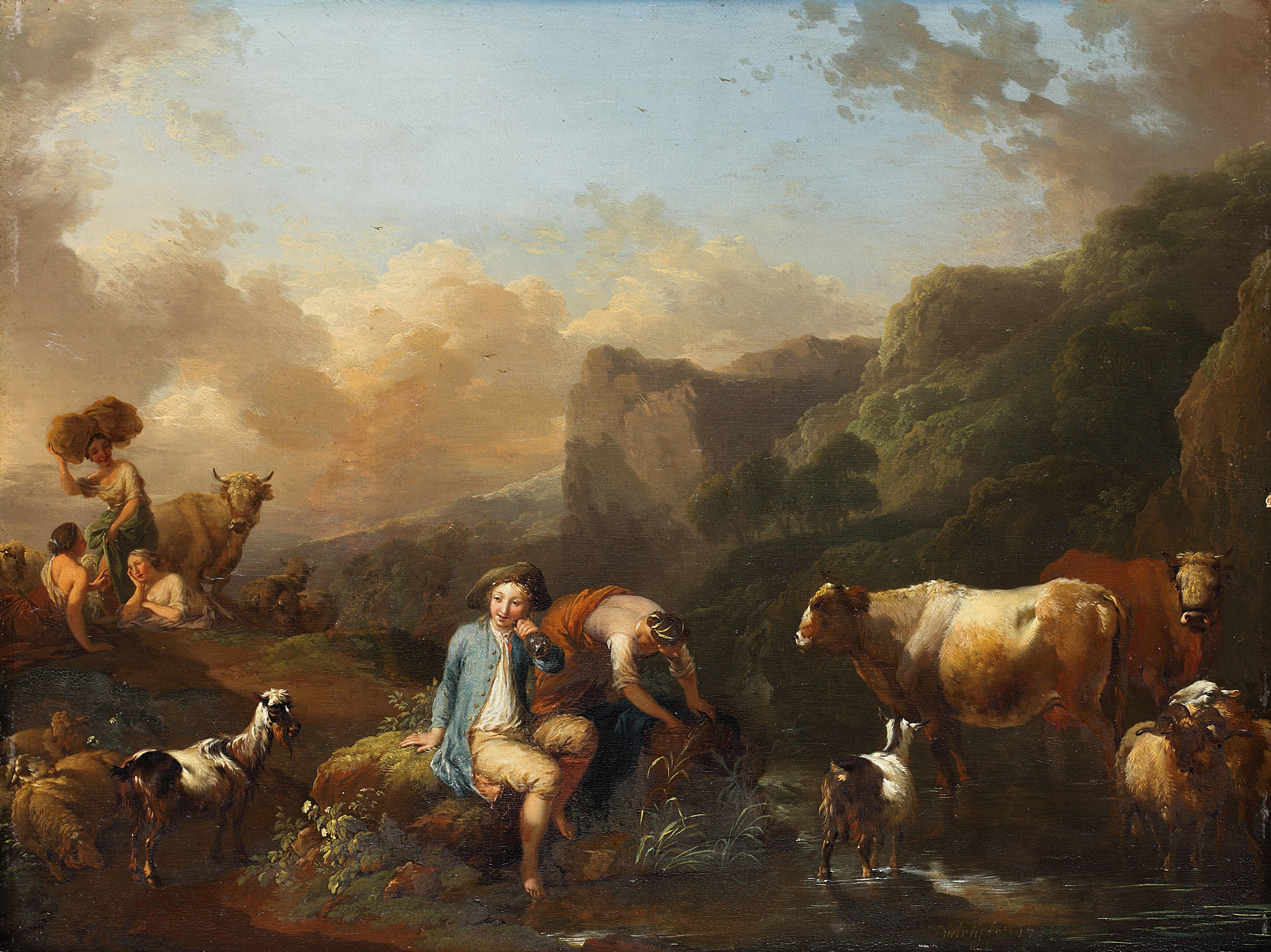 Christian Wilhelm Ernst Dietrich, Italian Landscape with Shepherds