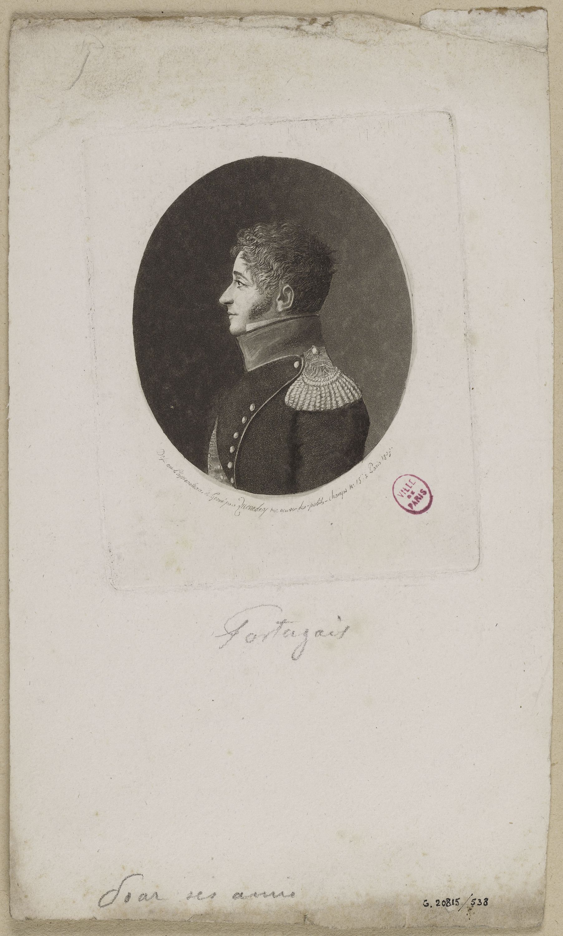 Edmé Quenedey, Portrait d'un homme, représentant un militaire, fin XVIIIème siècle/début XIXème siècle