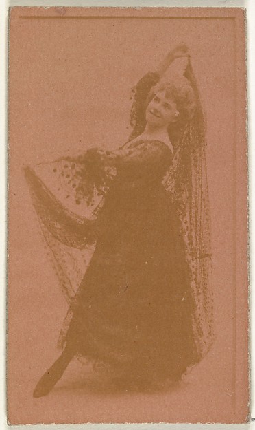 W. Duke, Sons & Co., [Dancer holding up veil], from the Actors and Actresses series (N145-8) issued by Duke Sons & Co. to promote Duke Cigarettes
