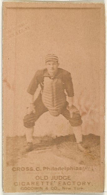 Goodwin & Company, Lafayette "Lave" Napoleon Cross, Catcher, Philadelphia, from the Old Judge series (N172) for Old Judge Cigarettes