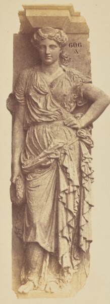 Édouard Baldus, [Caryatid by Eugène Louis Lequesne, Decoration of the Louvre, Paris]