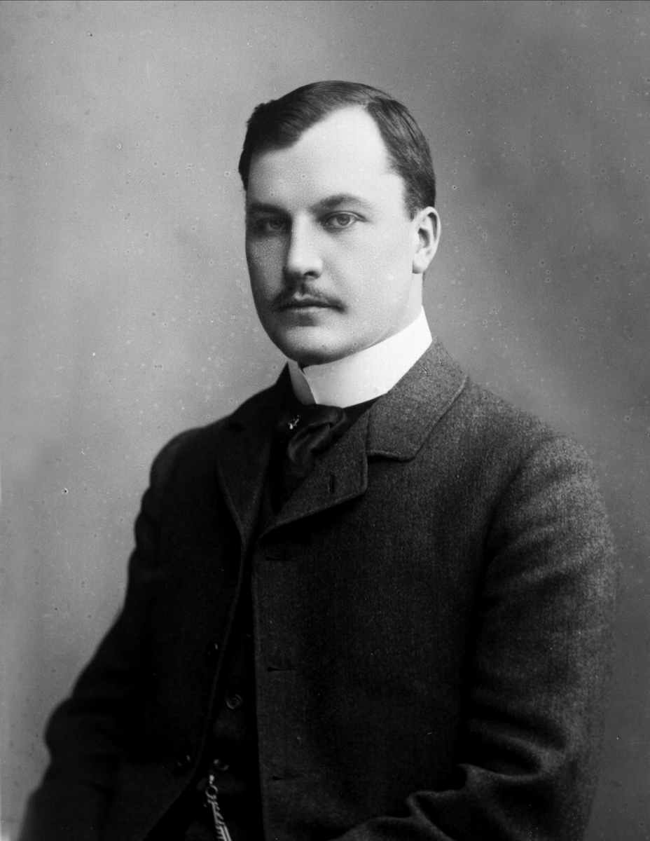 Gustav Borgen, Portrett, mann i dress. Johan Collett.