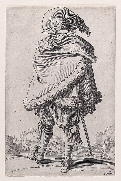 Jacques Callot, Le Gentilhomme Enroulé dans son Manteau Bordé de Fourrures (The Gentleman Wrapped in a Fur-Lined Mantle), from "La Noblesse" (The Nobility)