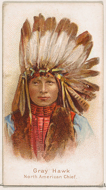 William S. Kimball & Company, Gray Hawk, North American Chief, from the Savage and Semi-Barbarous Chiefs and Rulers series (N189) issued by Wm. S. Kimball & Co.