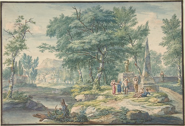 Jan van Huysum, Arcadian Landscape with Figures Making Music