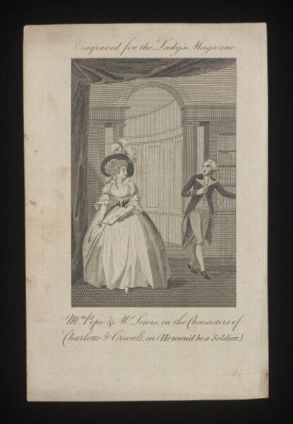 Unknown, Mrs Pope & Mr Lewis in the character of Charlotte & Crevel in (He wou'd be a Soldier)