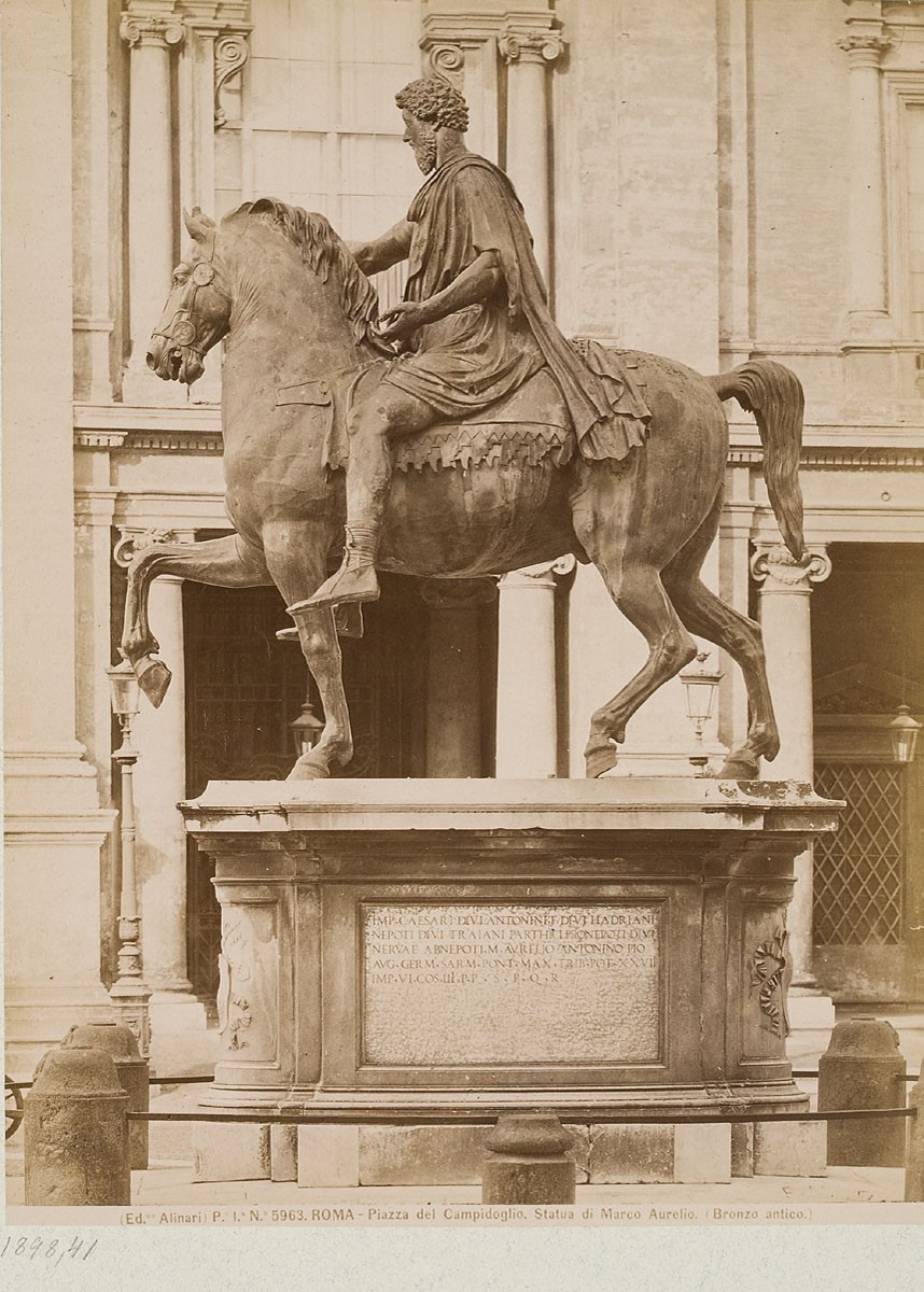 Fratelli Alinari, Mark Aurel, Bronze-Statue, Kapitolsplatz, Rom