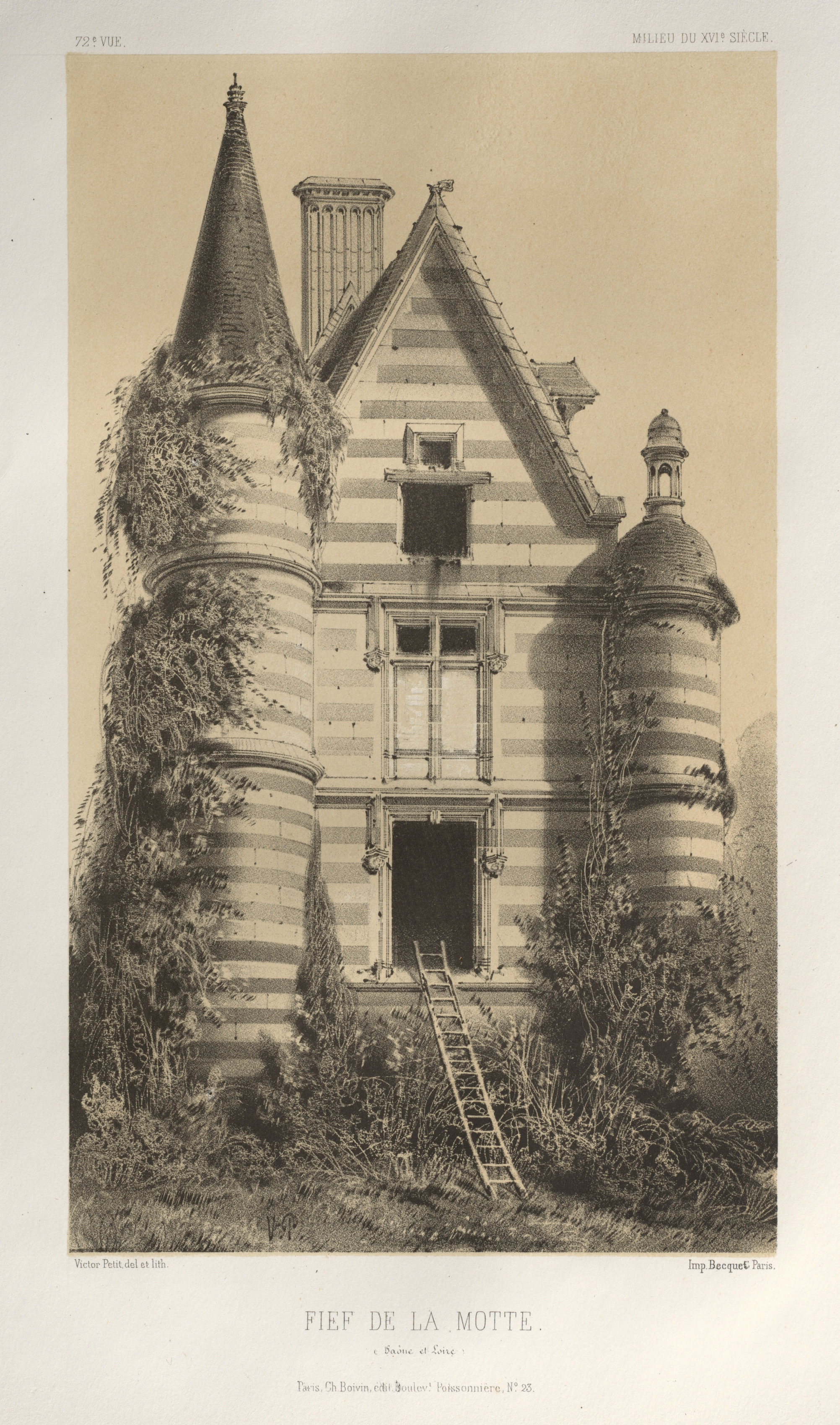 Victor Petit, Architecture Pittoresque ou Monuments des XVeme. Et XVIeme. Siecles: Chateaux de France des XV et XVI Siecles: Pl. 72, Fief De La Motte (Saône et Loire)