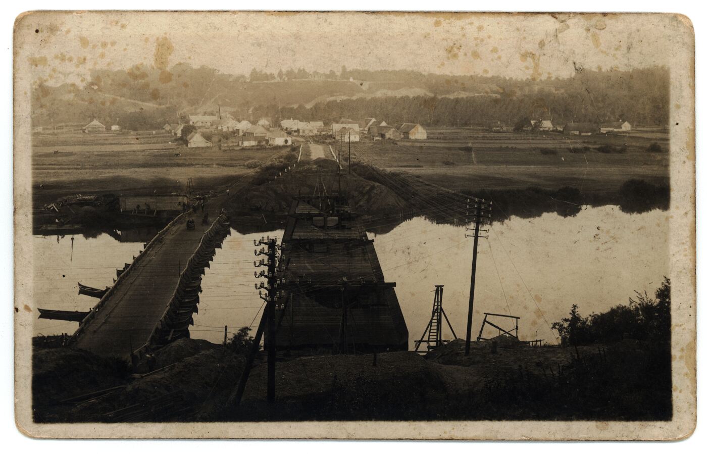 Nežinomas autorius, Tilto per Nevėžį ties Raudondvariu statyba 1930 m.