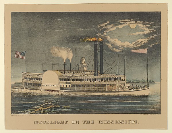 Currier & Ives, Moonlight on the Mississippi